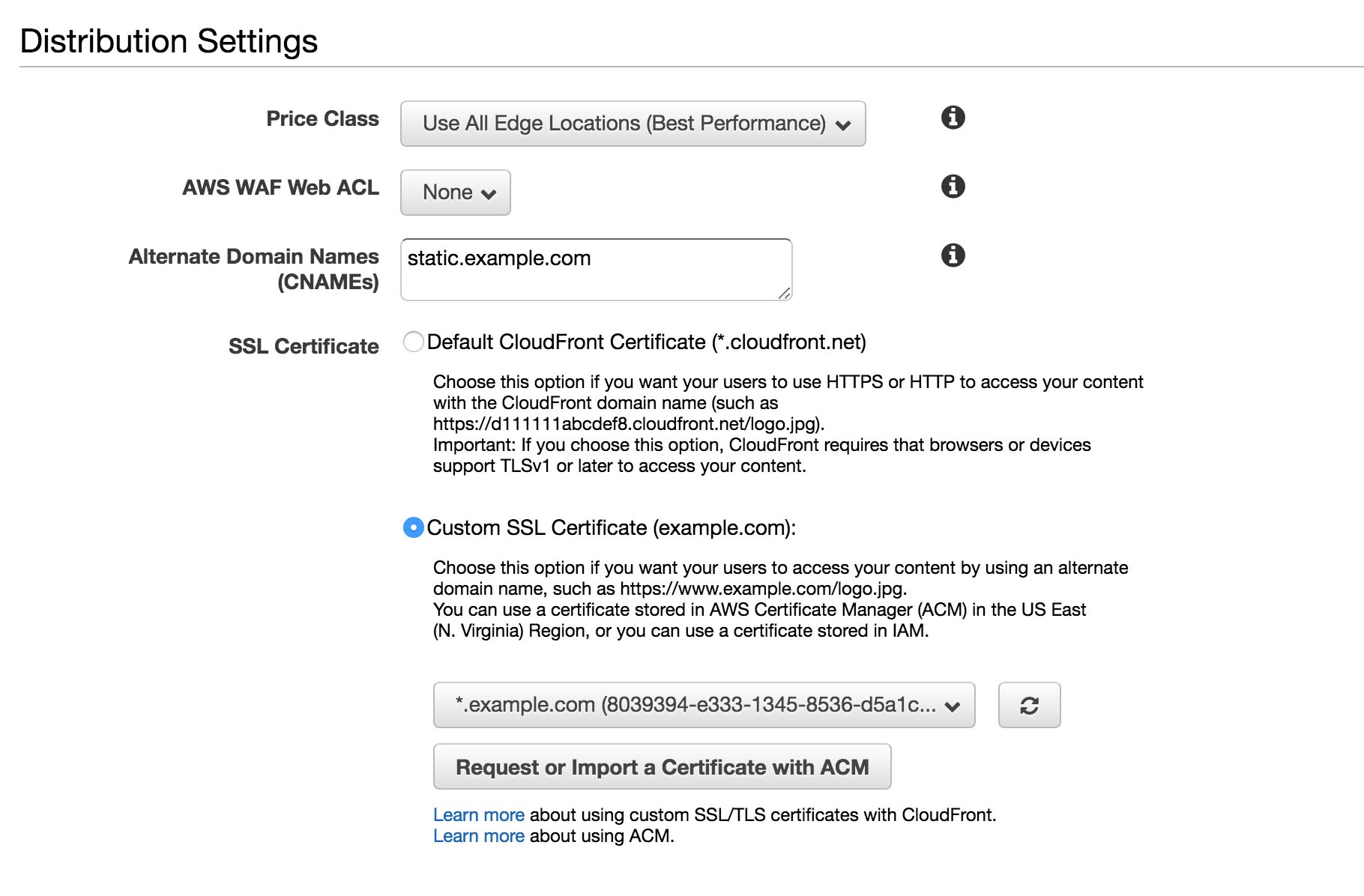 Distribution settings